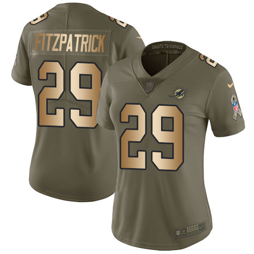 Nike Miami Dolphins #29 Minkah Fitzpatrick Olive Gold Women Stitched NFL Limited 2017 Salute to Service Jersey